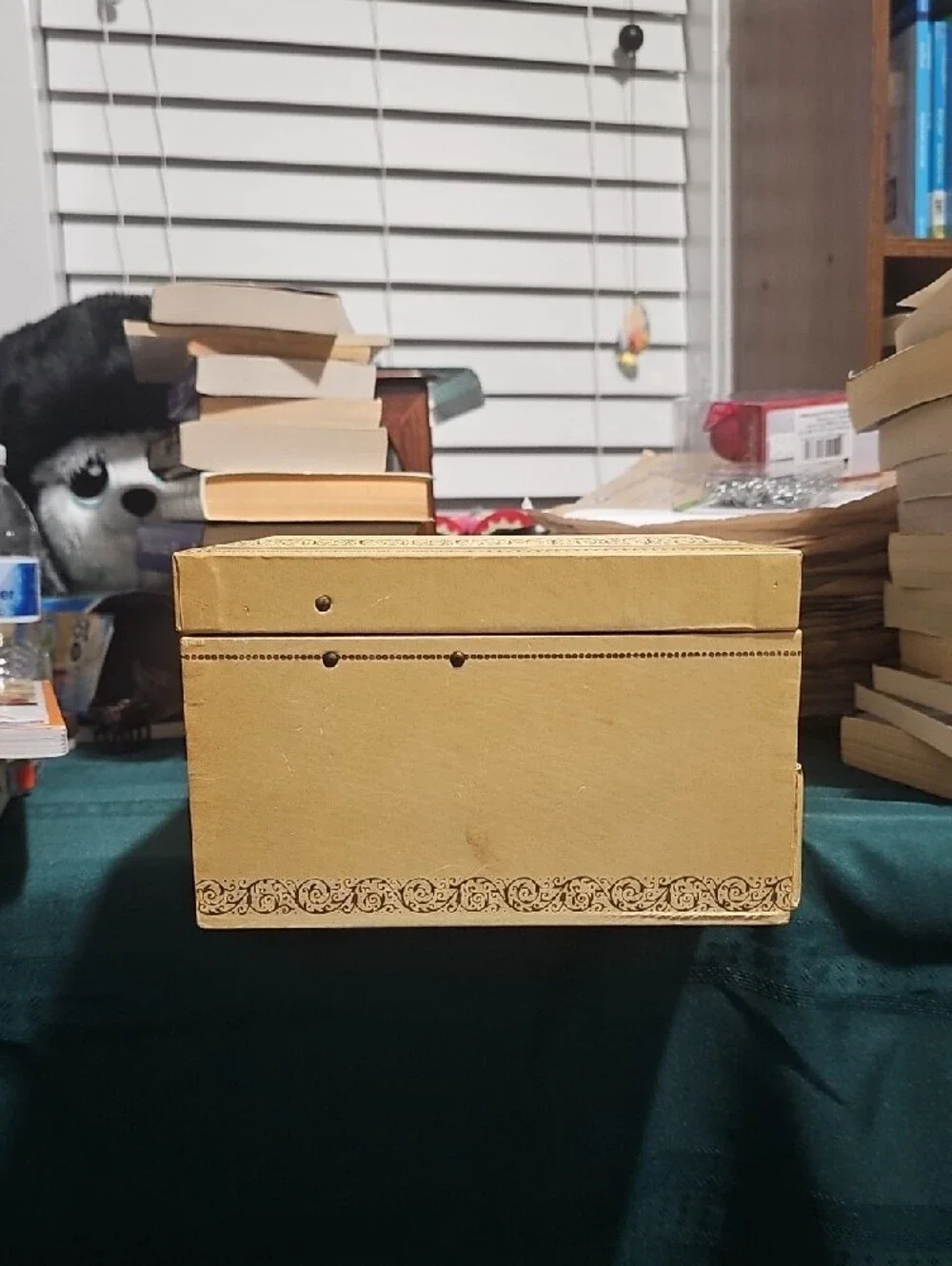 Cream and Blue Jewelry Organizer Box with Multiple Compartments